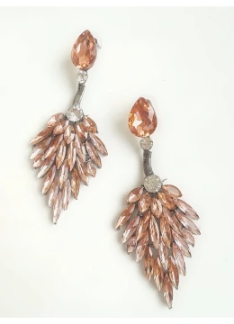 Кристални висящи обици цвят Праскова модел Crystal Blush